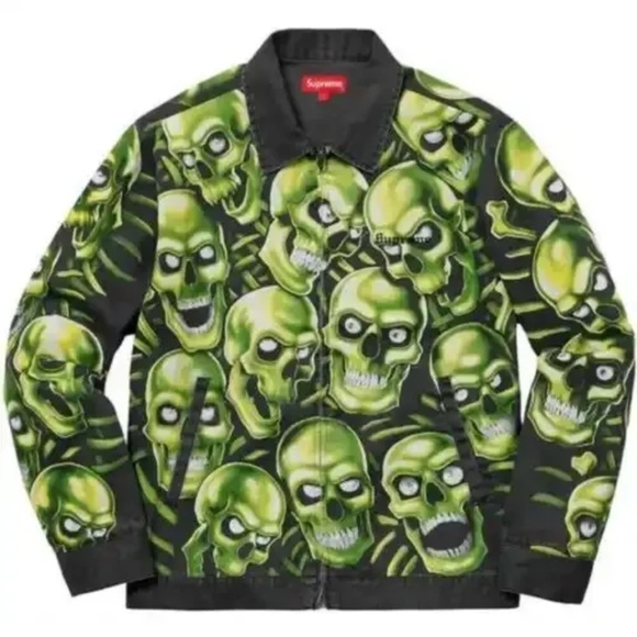 Supreme 18ss Skull Pile Demim Jean Work Jacket Mens Size: Medium NWOTRare Find